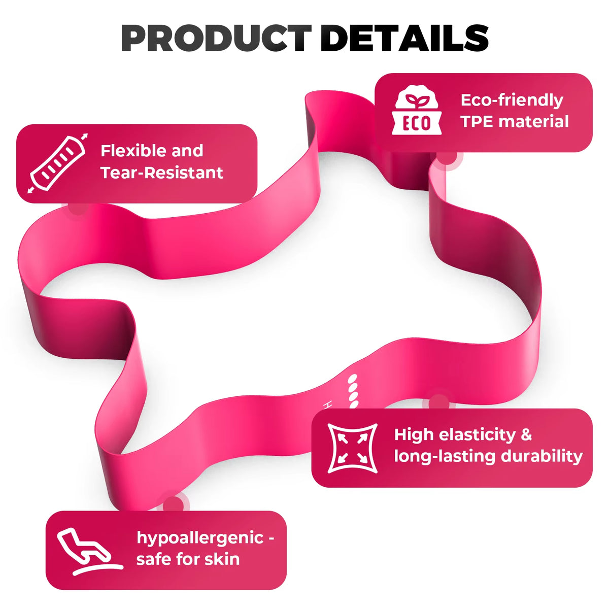 5 Levels TPE Resistance Bands Set – Fitness Exercise Bands for Home Workout, Yoga, Pilates, Physical Therapy, Strength Training